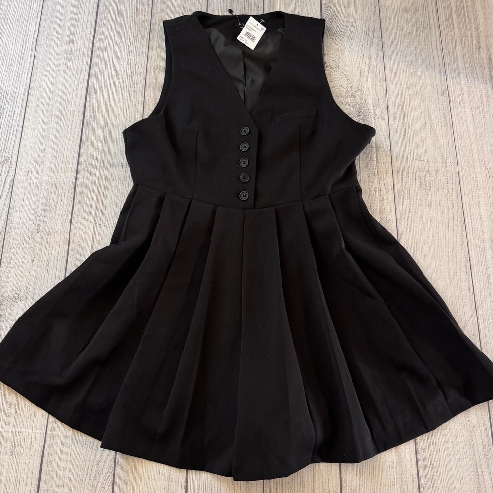 Nasty Gal Black Sleeveless Pleated Hem Mini Romper Playsuit Size 12 Summer Black - Picture 2 of 9